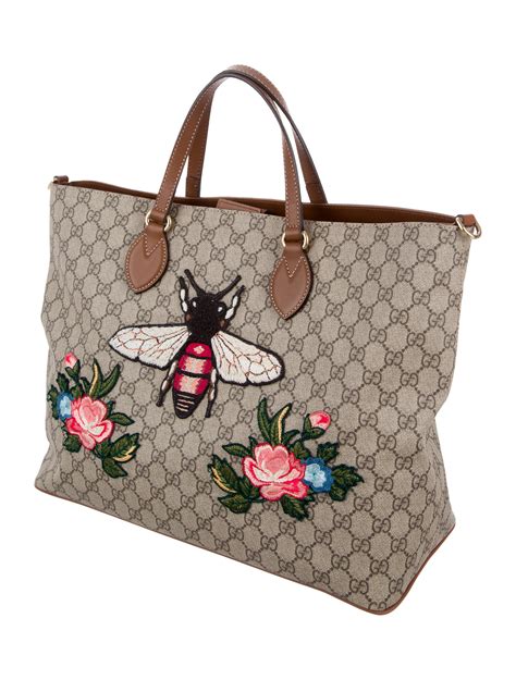 designer tote bags gucci bee|gucci white bag with bee.